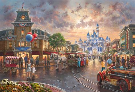 Disneyland 60th Anniversary Tk Disney Painting In Oil For Sale