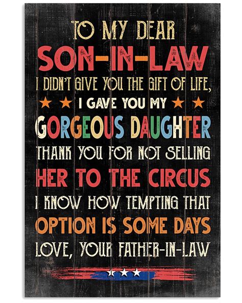 To My Dear Son In Law Vertical Poster Happy Father Day Quotes Law Quotes Words To Live By Quotes