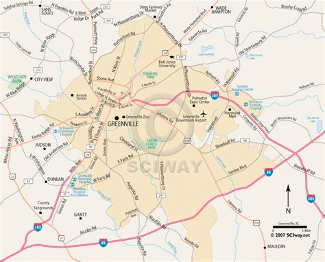 Greenville South Carolina Printable Map
