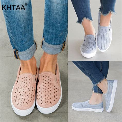 2019 Spring Slip On Sneakers Shallow Loafers Women Vulcanized Shoes Breathable Hollow Out Female