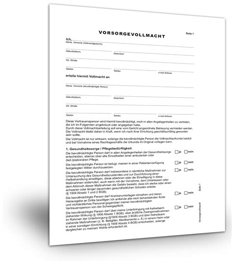 Die patientenverfügung & vorsorgevollmacht ist eine willenserklärung zur medizinischen behandlung im falle der einwilligungsunfähigkeit. Vorsorgevollmacht Muster - Standardvertraege.de