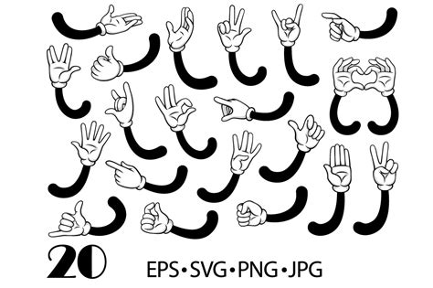 Cartoon Hands White Gloves Gestures Graphic By Frogellastock
