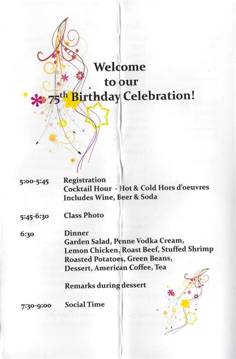 Programme Birthday Party Program Template Sample Debut Party Program