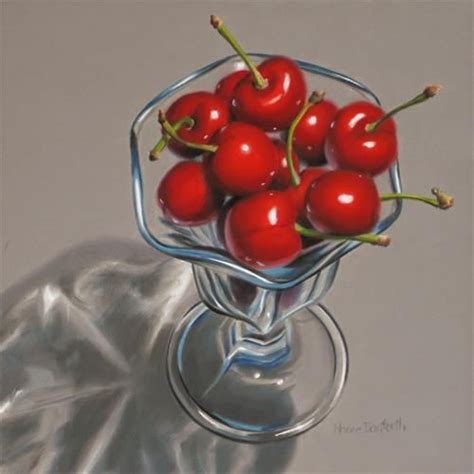 Daily Paintworks Cherries In Sundae Glass Original Fine Art For