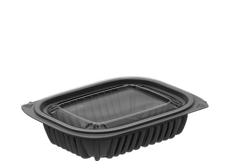 Cosmoplast General Purpose 12 Oz Plastic Black Containers With Lids