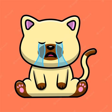 Premium Vector Cute Cat Crying Cartoon Vector Icon Illustration