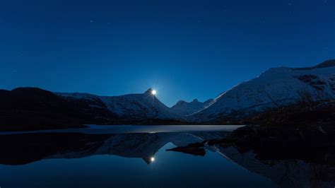 Wallpaper Night Mountains Lake 4k Nature 17753