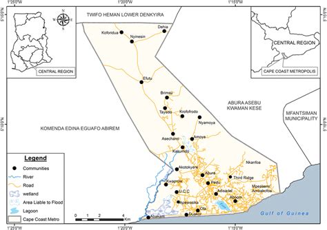 Map Of Cape Coast Metropolis Study Sites Were Selected According To