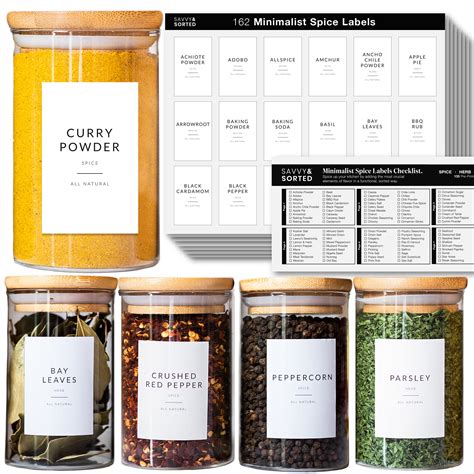 Buy Savvy Sorted Minimalist Spice Labels For Spice Jars Spice Jar Labels Stickers For