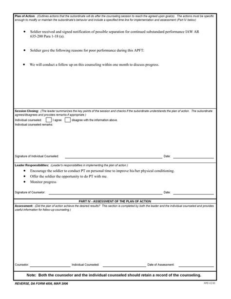 Record Apft Failure Counseling Template Pdf