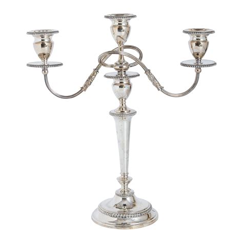 Pr Of Silver Plated Three Light Candelabra On Antique Row West Palm