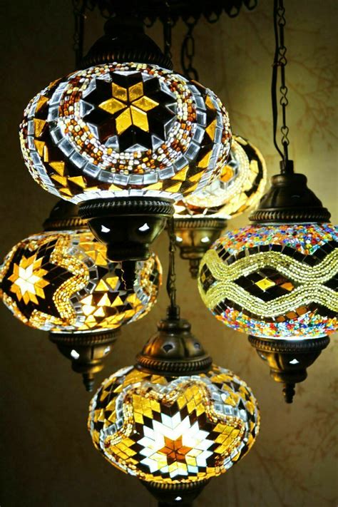 5 große Kugeln türkisch marokkanisches Glas Mosaik Deckenkronleuchter