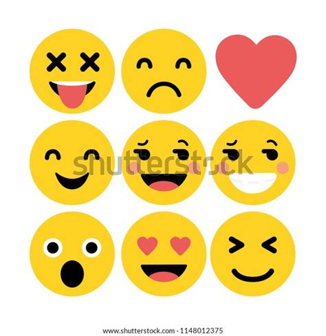 Set Emoticons Set Emoji Isolated Vector เวกเตอร์สต็อก ปลอดค่า