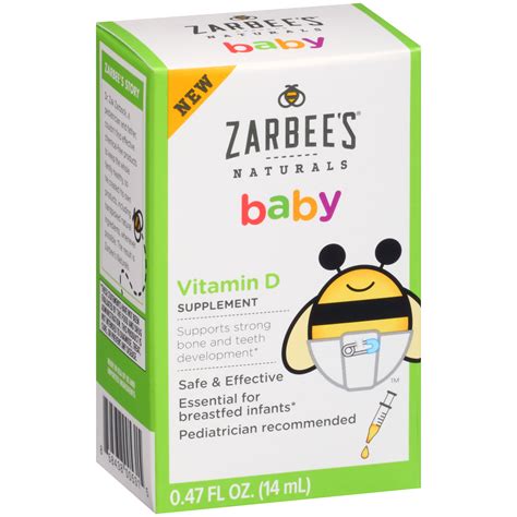 Zarbees Naturals Baby Vitamin D Supplement 047 Fl Oz Box
