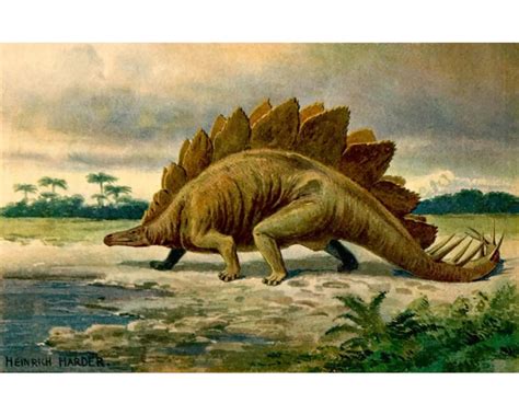 Stegosaurus Art Print Vintage Dinosaur Painting Dinosaurs Wall Art
