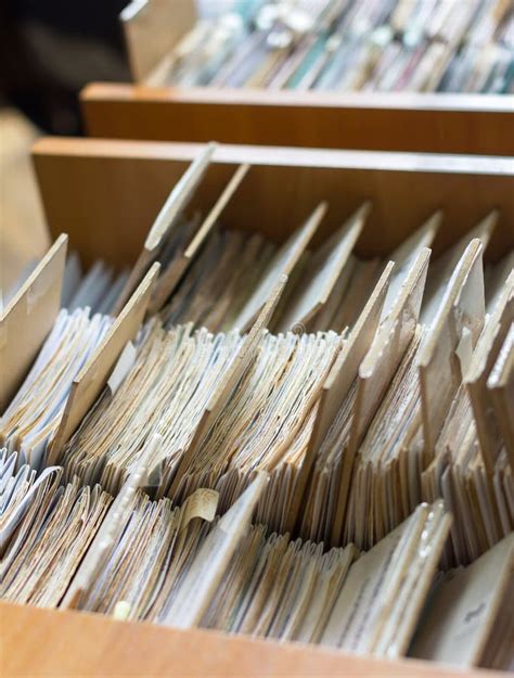 File Folders In A File Cabinet Card Catalog In A Library Stock Image