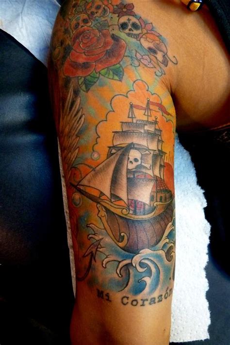 Mully Tattoo Tattoos Half Sleeve Traditional Pirate Ship