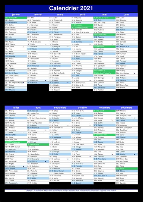 Ce sont les numéros de semaine qui figureront dans le calendrier annuel 2021. Calendrier 2021 PDF