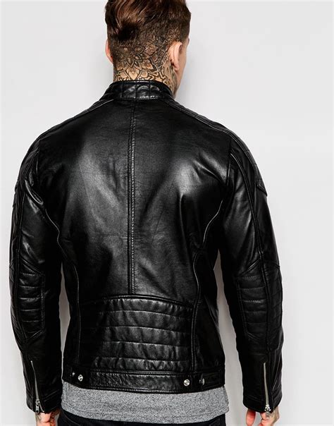 Diesel Leather Jacket L Monike Biker In Black For Men Lyst