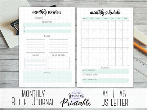 Monthly Bullet Journal Tracker Printable