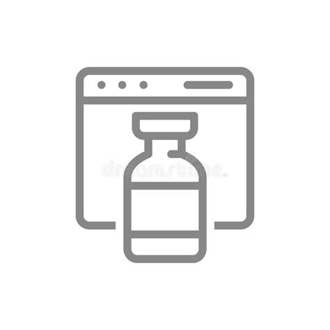 Medical Ampoule And Web Page Line Icon Vaccine Information