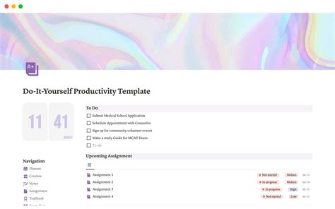 Do It Yourself Productivity Template For Students Notion Sjabloon