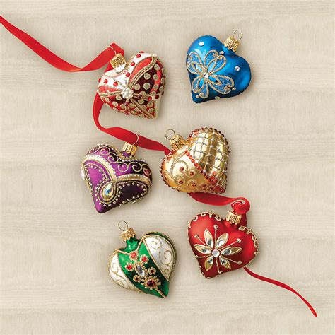 Embellished Heart Christmas Ornaments Gumps