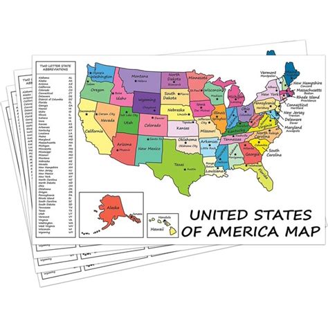 United States Map Usa Poster Us Educational Map With State Capital