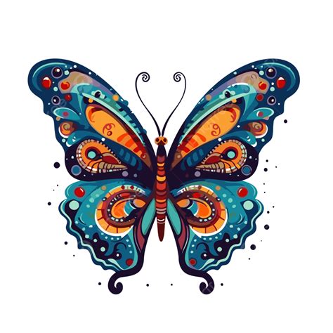 Colorful Butterfly Vector Sticker Clipart An Orange And Blue Butterfly