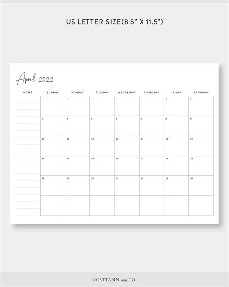 A4 Us Letter 2022 Monthly Planner Printable Calendar Etsy España