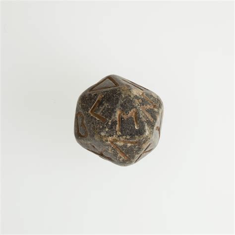 Twenty Sided Die Icosahedron With Faces Inscribed With Greek Letters