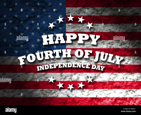 Happy Fourth Of July Greeting Card With American Flag Grunge Style