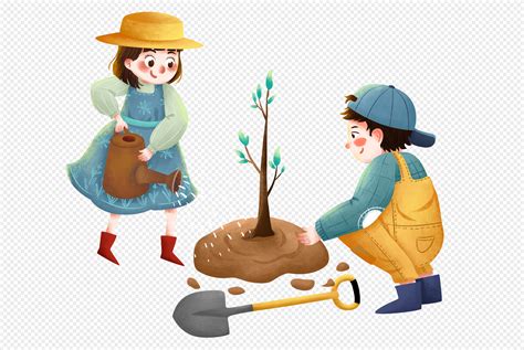 Mga Puno Ng Pagtatanim Ng Arbor Day Kids Larawannumero Ng Graphics