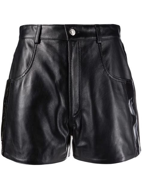 Manokhi High Waisted Leather Shorts In Black Modesens
