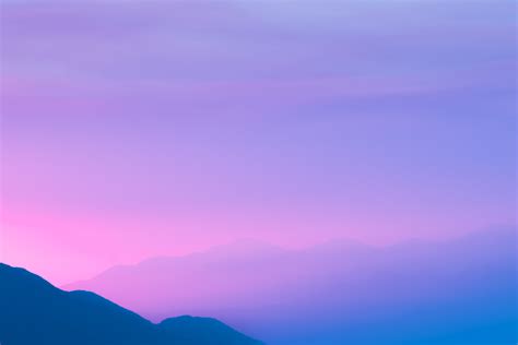 Purple Sky Mountains Silhouette 4k Sunset Foggy Hd Wallpaper