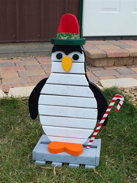 Reclaimed Wood Penguin Christmas Outdoor Winter Decorations Wood Winter