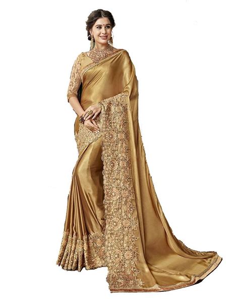 golden embroidered silk saree with blouse geet fashion solution 2842262