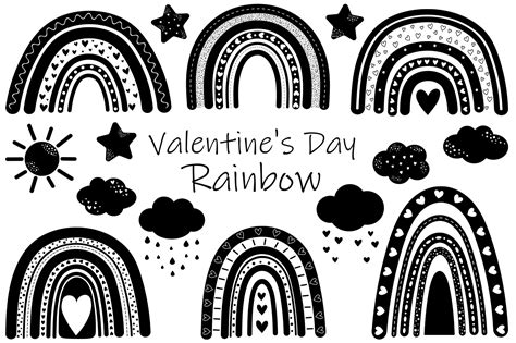 Black Silhouette Rainbow Valentines Day Graphic By Shishkovaiv