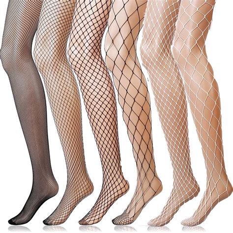 andibeiqi collant résille maille 6 paires de collants à taille haute bas résille sexy élastique