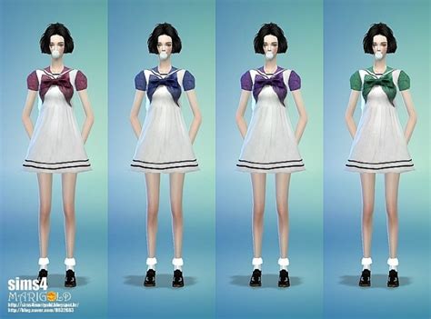 Ribbon Sailor Onepiece Dress At Marigold Sims 4 Updates