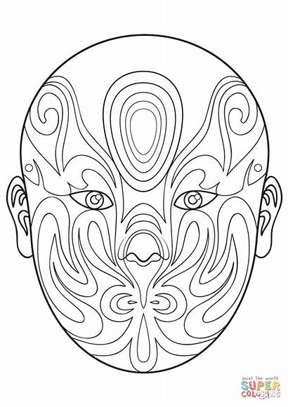Mask Opera Chinese Coloring Printable Pages Lizard