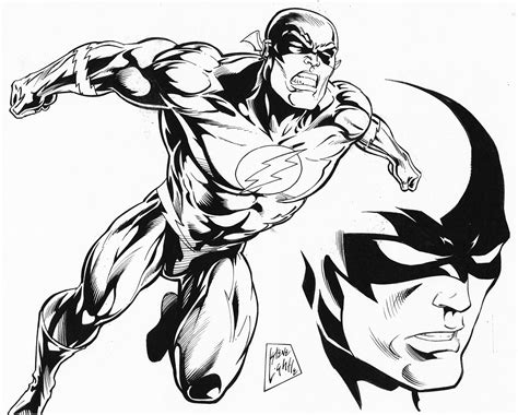 Draw the edge of the flash's mask by drawing an angled line across his face. Flash