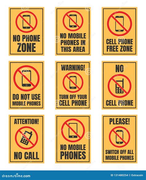 Kein Telefonzeichen Handy Verbotene Ikonen Eingestellt Vektor