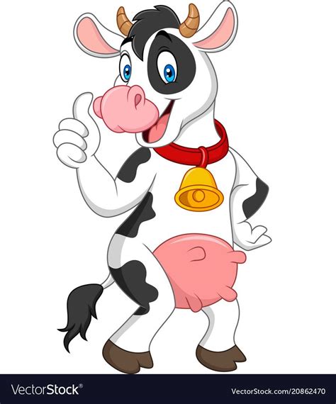 Cartoon Funny Cow Giving Thumbs Up Vector Image On в 2020 г Смешные