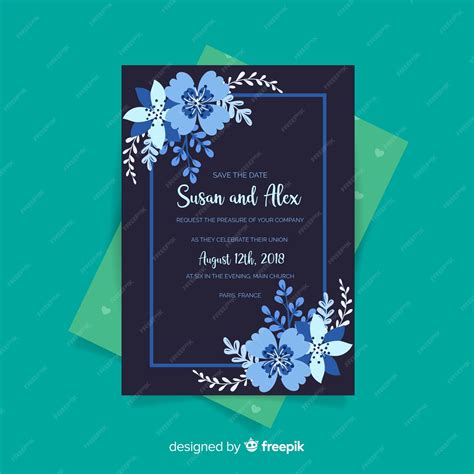 Free Vector Floral Wedding Card Template