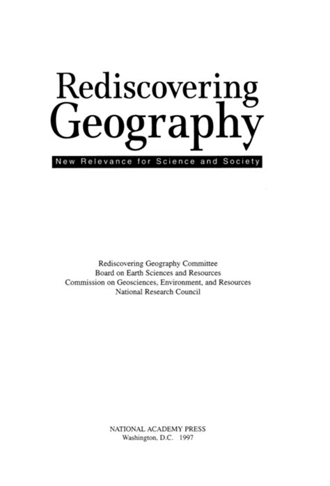 Front Matter Rediscovering Geography New Relevance For Science And