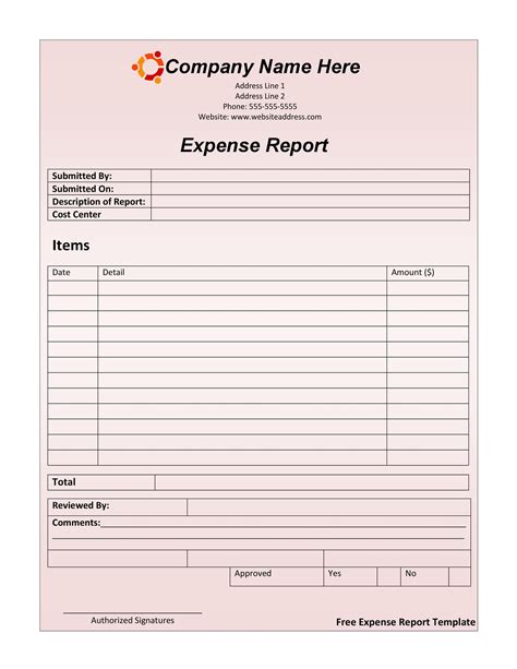 Printable Expense Report