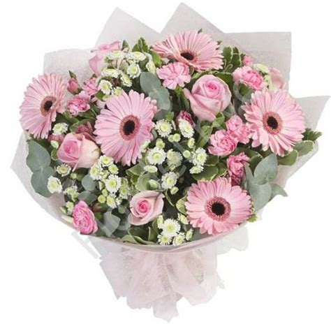 Bouquet With Pink Gerberas And Roses