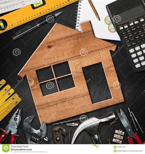 Home Improvement Concept Work Tools And House Stock Photo Image Of