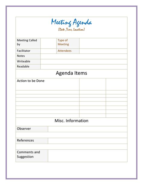 Best Meeting Agenda Template Word Printable Form Templates And Letter